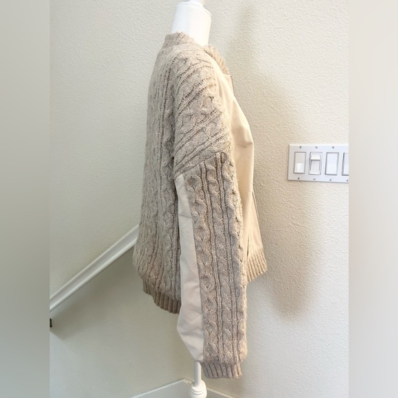 Anthropologie Central Park West Myles Cable-Knit  Sweater full zip XL beige NWT - Picture 6 of 16